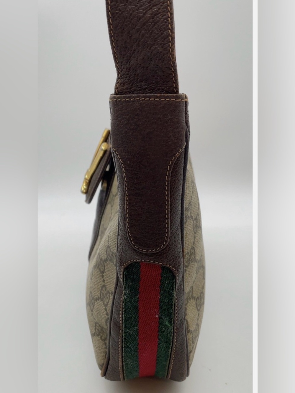 Auth Gucci GG Supreme Sherry Line Riding Boots Brown Shoulder Bag ๐ - Picture 8 of 15